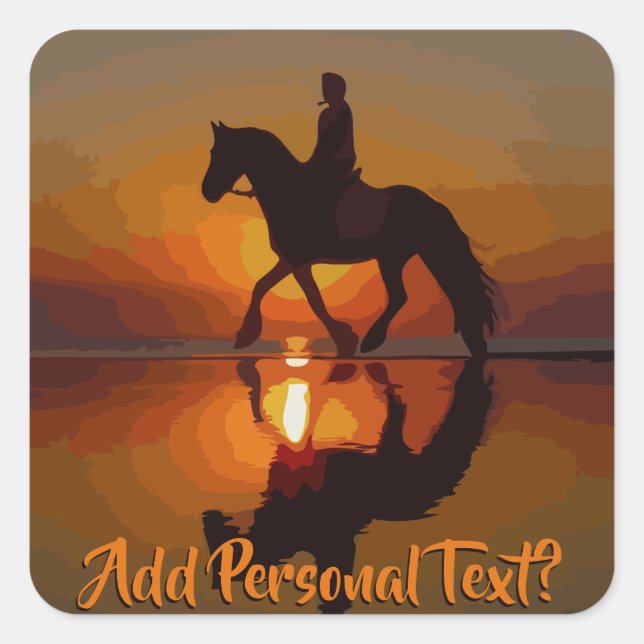 Personalise Gift for Horse Lover. Horseback Riding Square Sticker (Front)