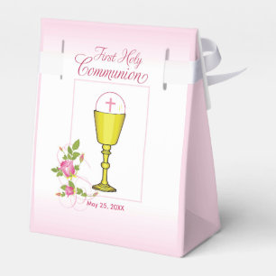 Personalise Girl Name Pink First Holy Communion Favour Box