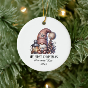 Personalise Gnome First Christmas Ornament