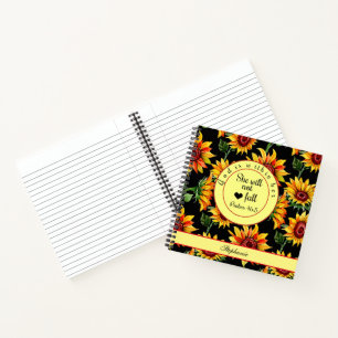 Personalise God Is Within Her Scripture Sunflower Notebook