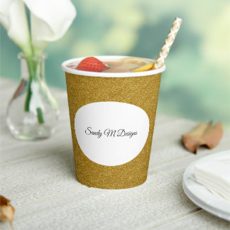 Personalise Gold Glitter Frame Image Your Name Paper Cups