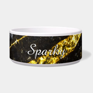 Personalise Gold sparkly line on black rock