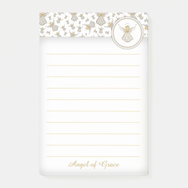 Personalise:  Golden Christmas "Angel of Grace" Post-it Notes (Front)