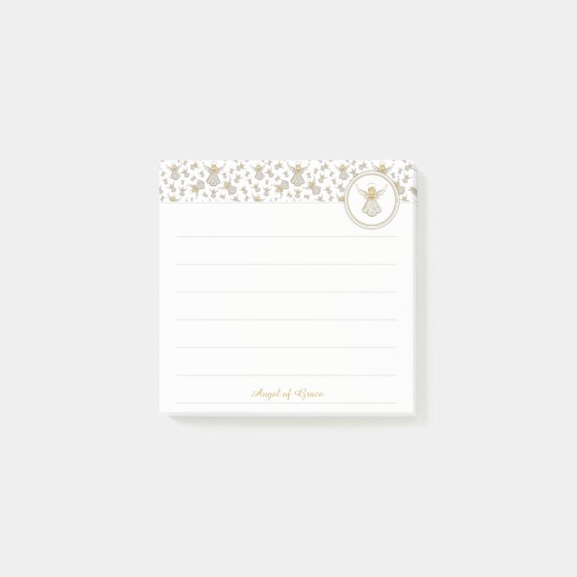 Personalise:  Golden Christmas "Angel of Grace" Post-it Notes (Front)