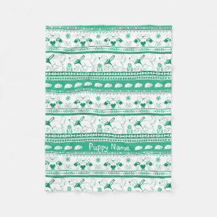 Personalise Golden Guide Dog Tale Pattern Green Fleece Blanket
