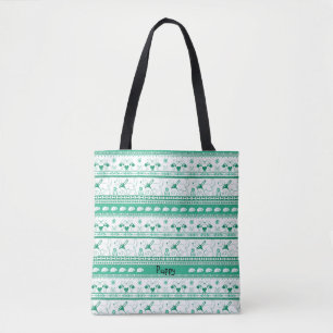 Personalise Golden Guide Dog Tale Pattern Green Tote Bag