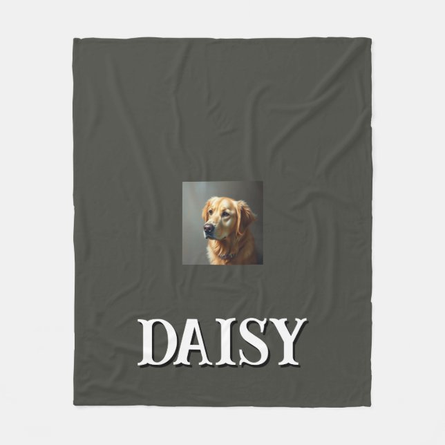 Personalise Golden Retriever Fleece Blanket (Front)