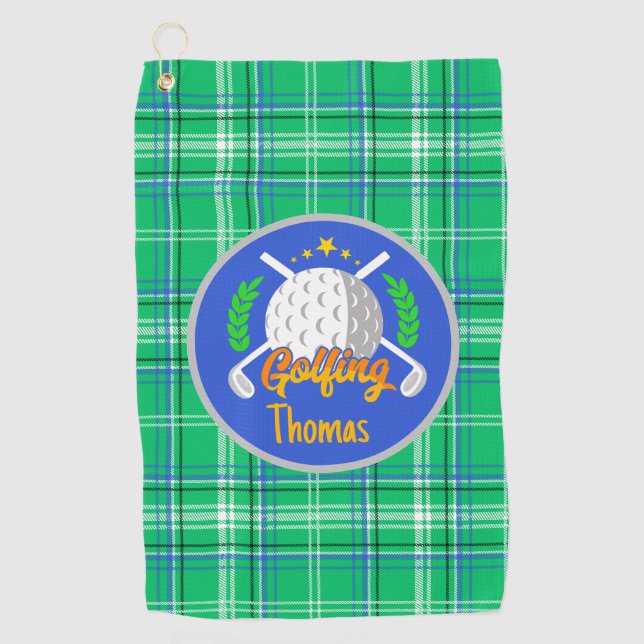 Personalise Golf Green Golf Towel (Front)