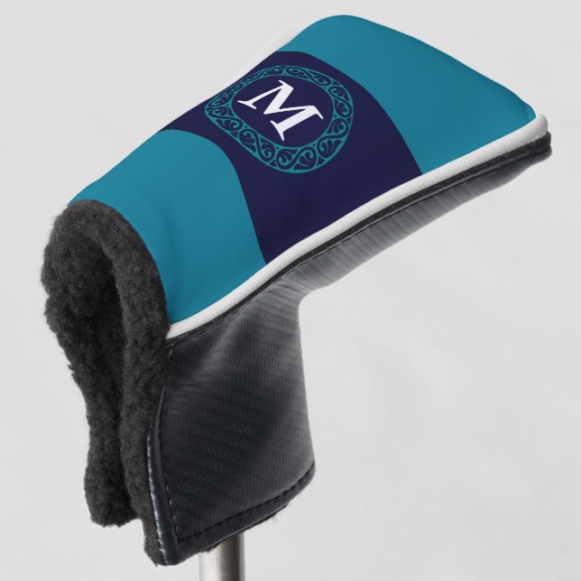 Personalise Golf Head Cover Initial for Dad Blue (3/4 Front)