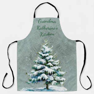 Personalise Grandma’s Winter Snowy Spruce Tree Apron