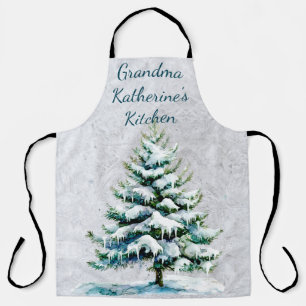 Personalise Grandma’s Winter Snowy Spruce Tree Apron