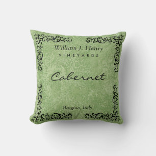 Personalise Green And Black Scroll Wine Cushion