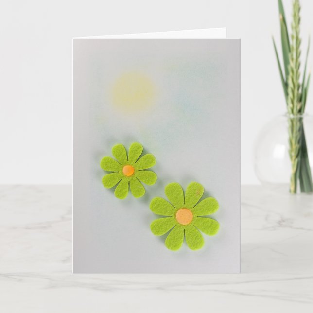 Personalise Green and orange flowers Card (Front)