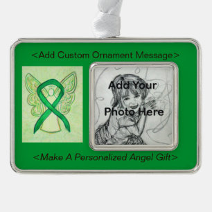 Personalise Green Awareness Ribbon Angel Ornament