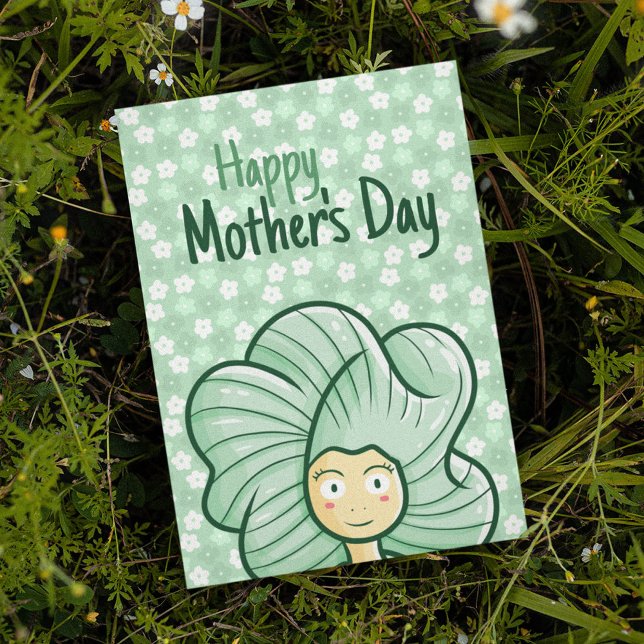 Personalise Green Hair Girl Mother's Day Card (Creator Uploaded)