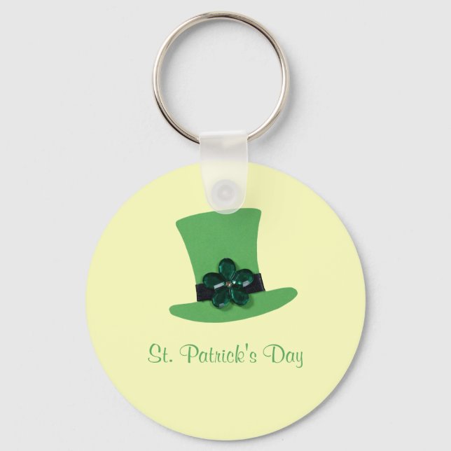 Personalise Green hat for St. Patrick's day Key Ring (Front)