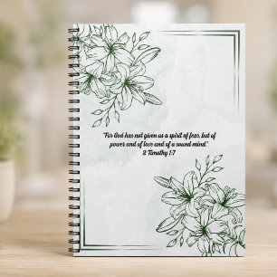 Personalise Green Vintage Botanical & Bible Verse Notebook