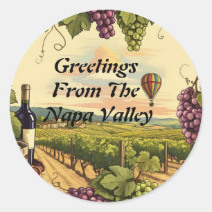 Personalise Greetings from the Napa Valley Classic Round Sticker