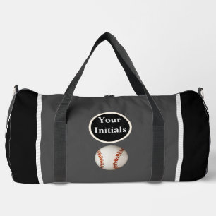 Personalise Grey Black Baseball Duffle Bag