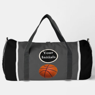Personalise Grey Black Basketball Duffle Bag