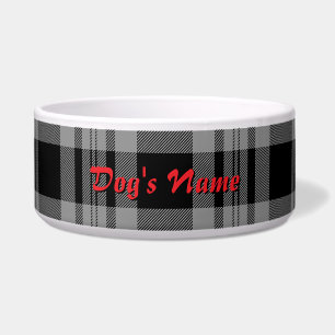 Personalise Grey + Black Plaid Large Dog