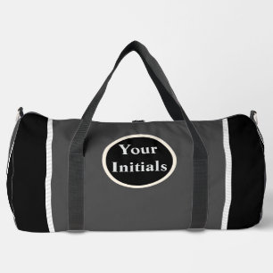 Personalise Grey Black White Stripe Duffle Bag