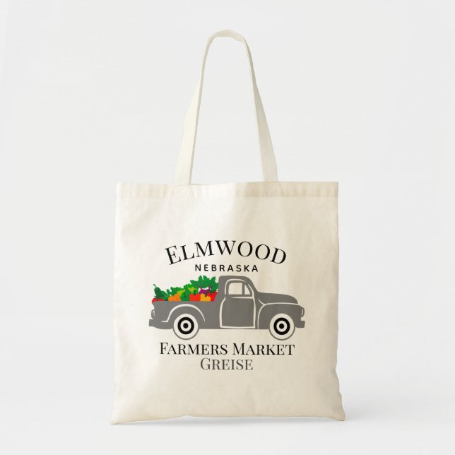 Personalise Grey Farm Pickup Farmers Market Tote Bag (Front)
