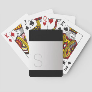 Personalise Grey Monogram on Silver Gradation, Bk Playing Cards