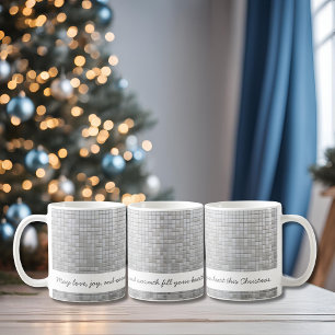 Personalise Grey Mosaic Warm Wishes Coffee Mug
