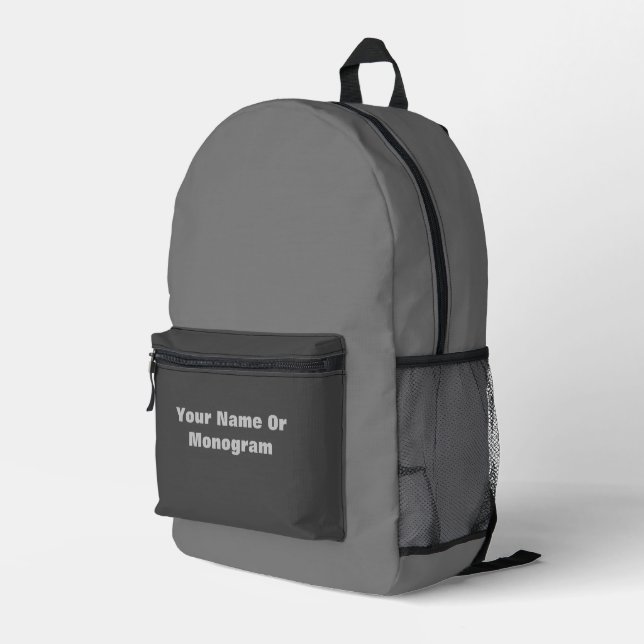 Personalise Grey  Printed Backpack (Back Corner Right)