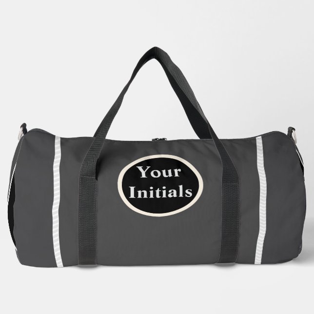 Personalise Grey Stripe  Duffle Bag (Front)