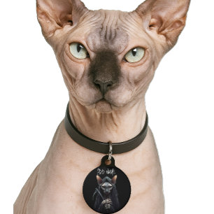 Personalise Grim Reaper Sphynx Cat Funny Pet Tag