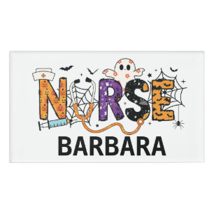 Personalise Halloween Nurse  Name Tag