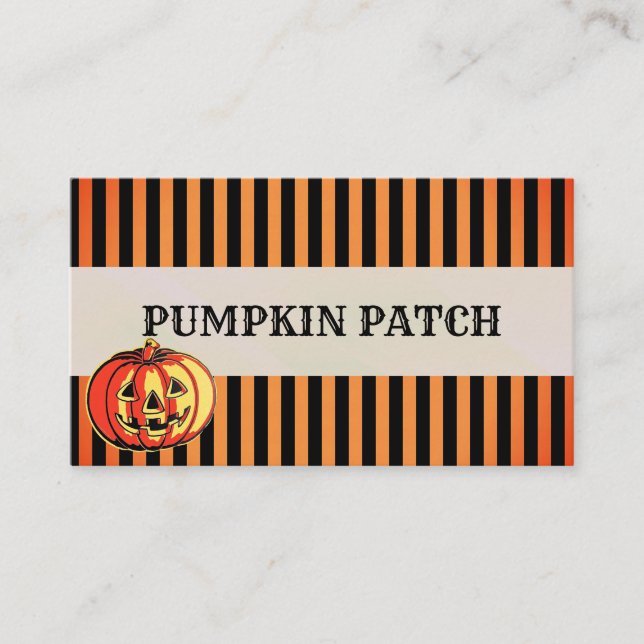Personalise Halloween Pumpkin Patch Orange Black Business Card (Front)