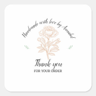 Personalise "Handmade with Love" Square Sticker