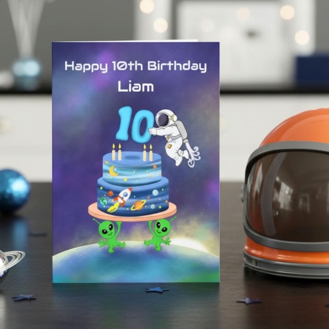 Personalise Happy 10th Birthday Astronaut  Card (Creator Uploaded)