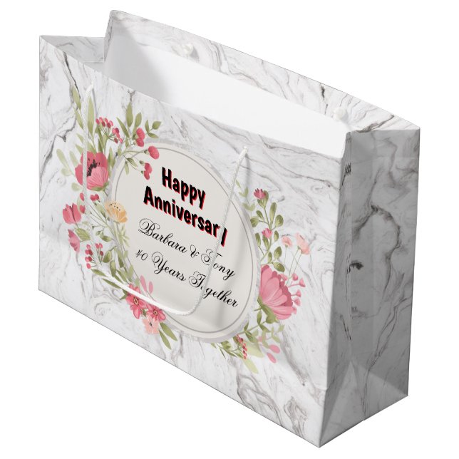 Personalise Happy Anniversary Large Gift Bag (Front Angled)