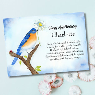 Personalise Happy April Birthday with Bluebird Card