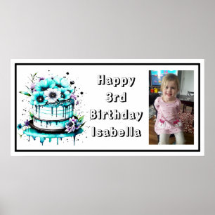 Personalise Happy Birthday Banner for Little Girl Poster