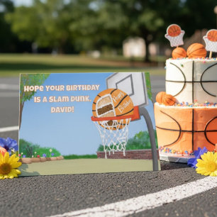 Personalise Happy Birthday Basketball Cake Card