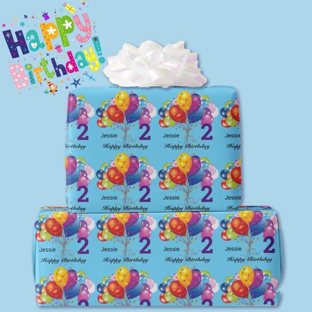 Personalise Happy Birthday Child's Name & Age Wrapping Paper (Creator Uploaded)