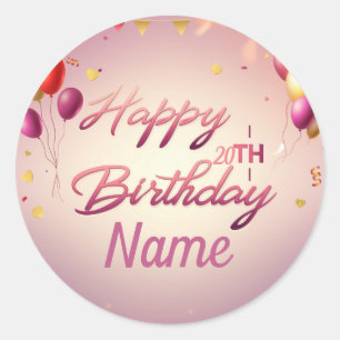 Personalise Happy Birthday  Classic Round Sticker