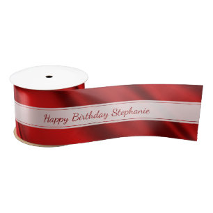 Personalise "Happy Birthday" Faux Red Satin Ribbon