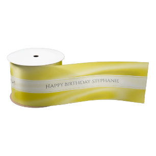 Personalise "Happy Birthday" Faux Yellow Satin Ribbon