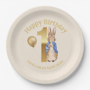 Personalise Happy birthday Name Peter the Rabbit Paper Plate