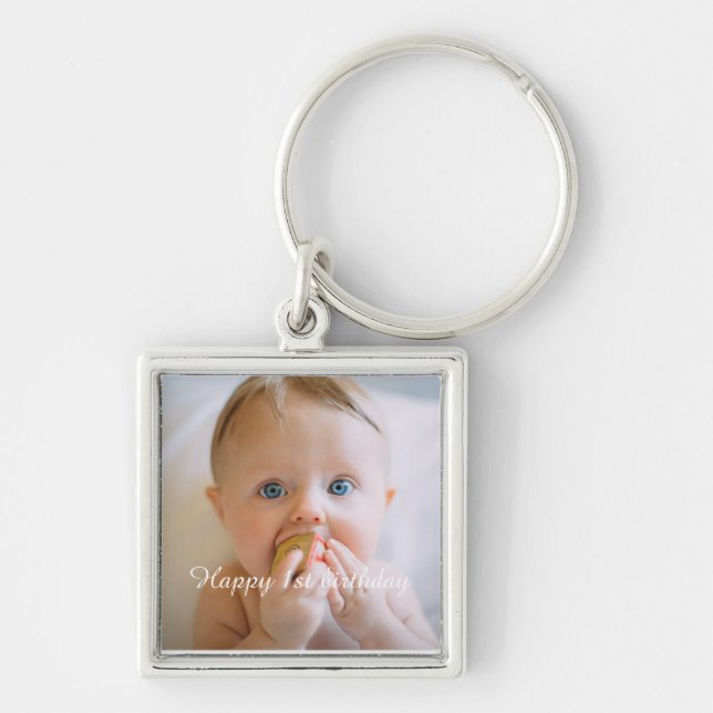 personalise happy birthday photo keepsake key ring (Front)