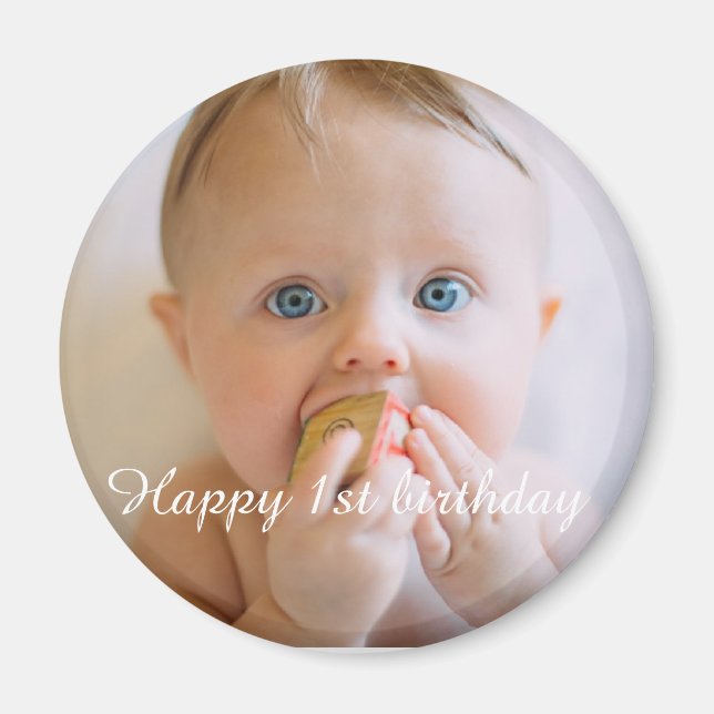 personalise happy birthday photo keepsake magnet (Front)