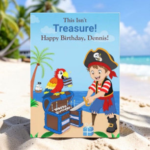 Personalise Happy Birthday Pirate Treasure Card