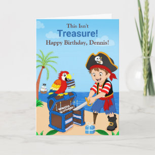 Personalise Happy Birthday Pirate Treasure Card