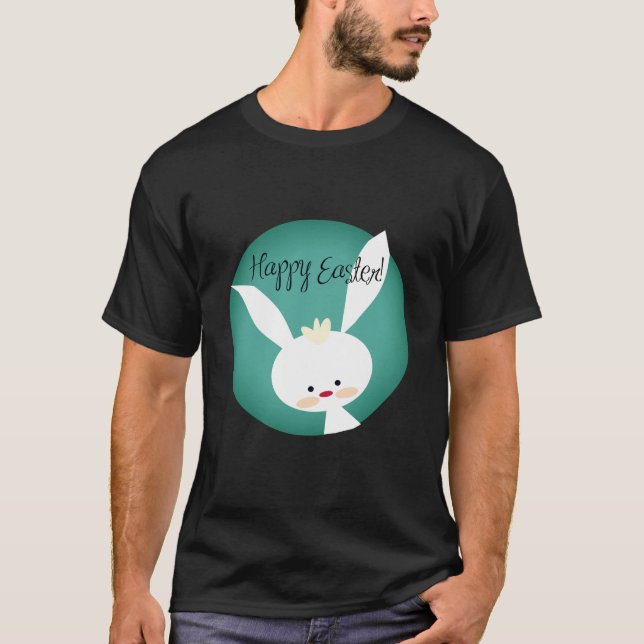 Personalise HAPPY EASTER Bunny Aesthetic for men T-Shirt (Front)